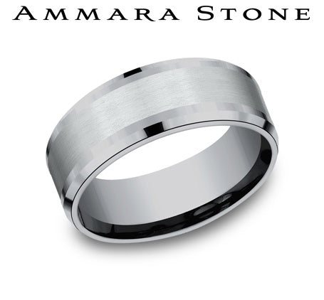 Benchmark Grey Tantalum/White Gold Men's Wedding Band