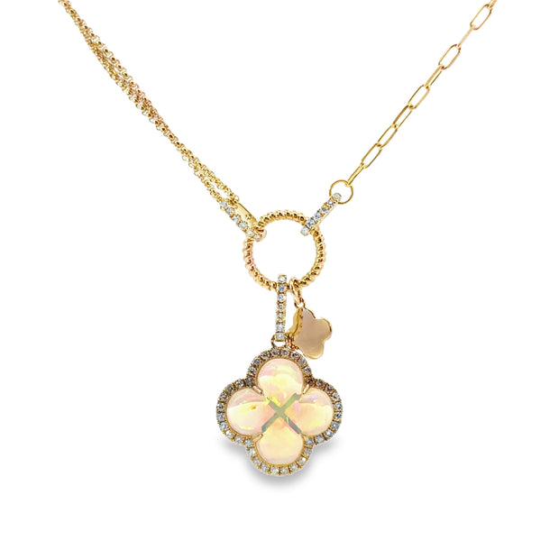 Yellow Gold Opal and Diamond Fashion Necklace