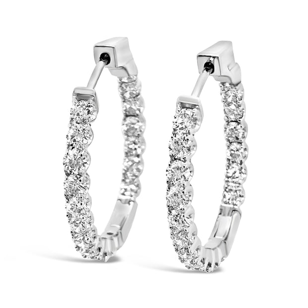 Lab Grown 8.00 Cttw. White Gold Diamond Inside Outside Hoop Earrings