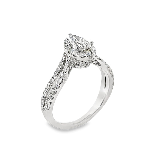 White Gold Diamond Halo Engagement Ring