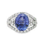 White Gold Tanzanite and Diamond Fashion Ring