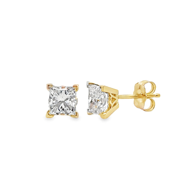 1.42 Cttw. Yellow Gold Diamond Solitaire Earrings