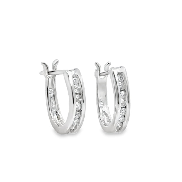 White Gold Diamond Huggie Earrings