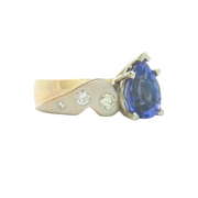 Yellow and White Gold Tanzanite and Diamond Ring