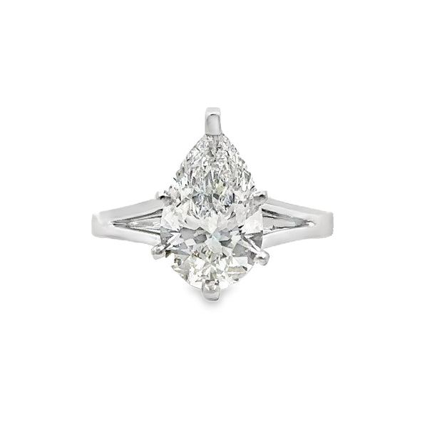 Lab Grown White Gold Pear Shape Diamond Engagement Ring