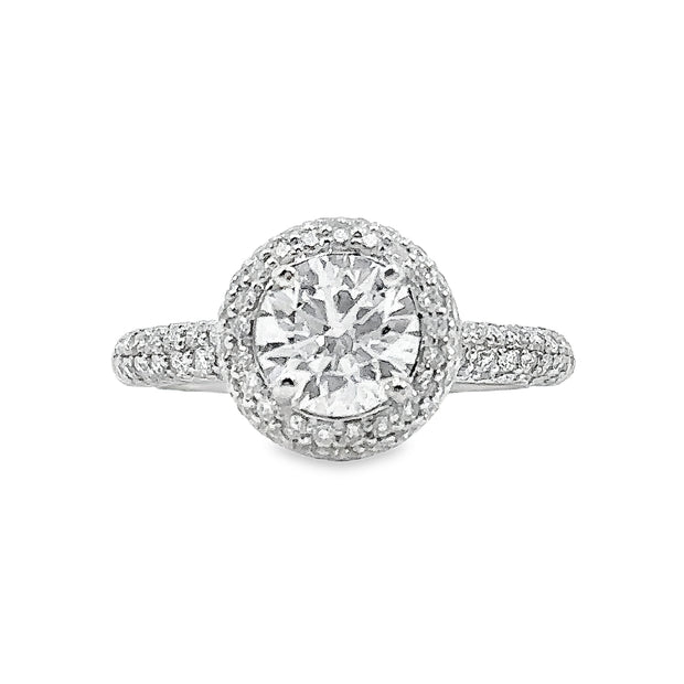 White Gold Lab Grown Diamond Halo Engagement Ring