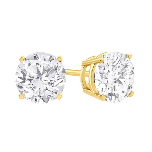 Lab Grown 3.03 Cttw. 14K Yellow Gold Diamond Solitaire Earrings