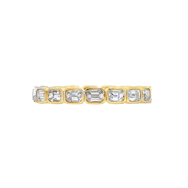 Yellow Gold East/West Bezel Set Emerald Cut Diamond Eternity Band