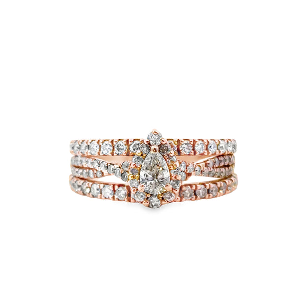 Rose Gold Diamond Halo Fashion Ring