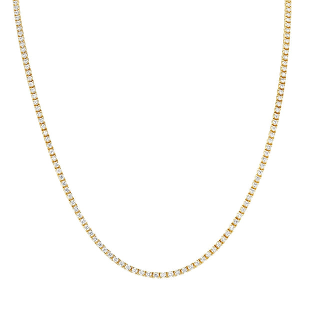 Yellow Gold 16" Diamond Tennis Necklace