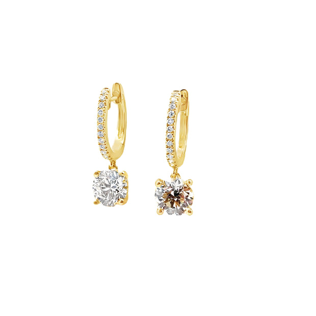 Lab Grown Yellow Gold Diamond Dangle Earrings