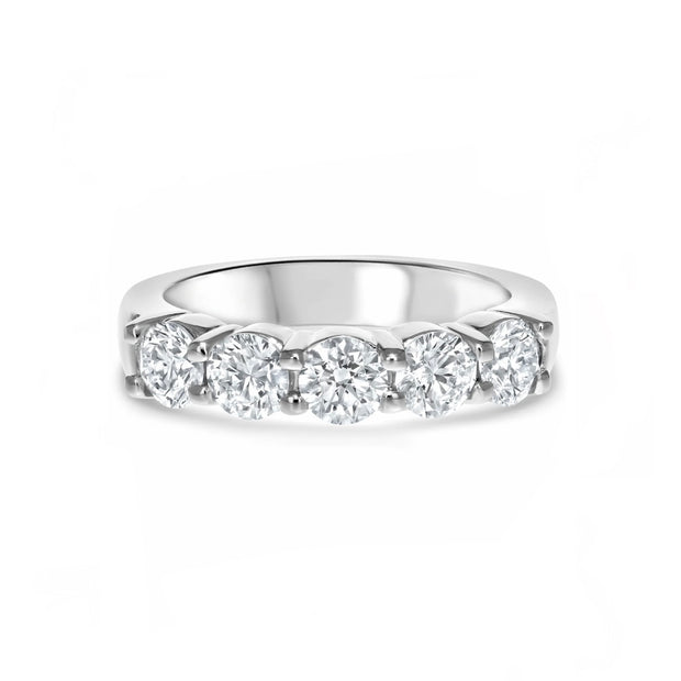 Lab Grown White Gold Five Stone Diamond Band