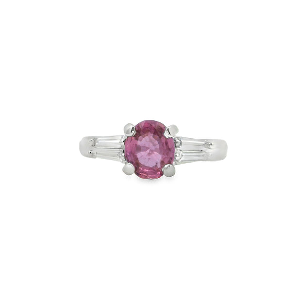 White Gold Pink Sapphire & Diamond Ring