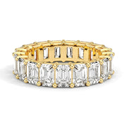 Lab Grown Yellow Gold Emerald Cut Diamond Eternity Band