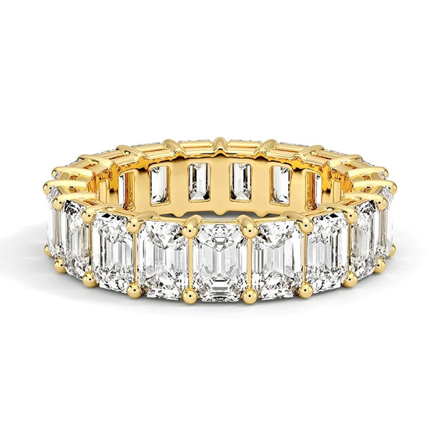 Lab Grown Yellow Gold Emerald Cut Diamond Eternity Band