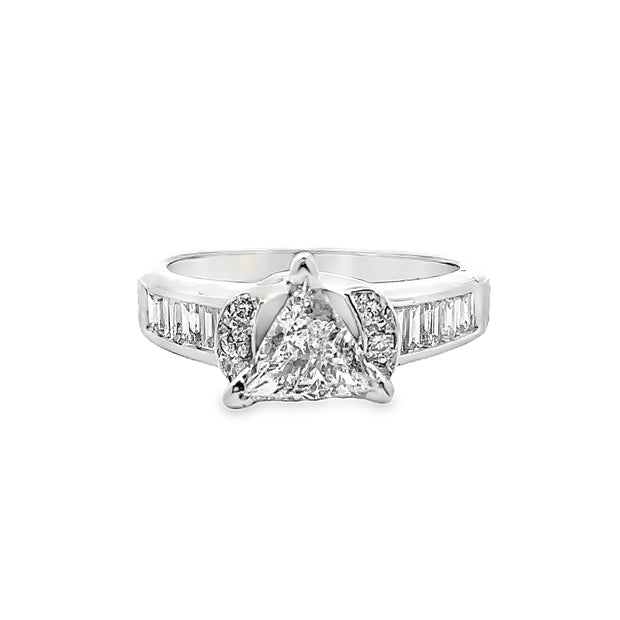 White Gold Trillion Cut Diamond Engagement Ring