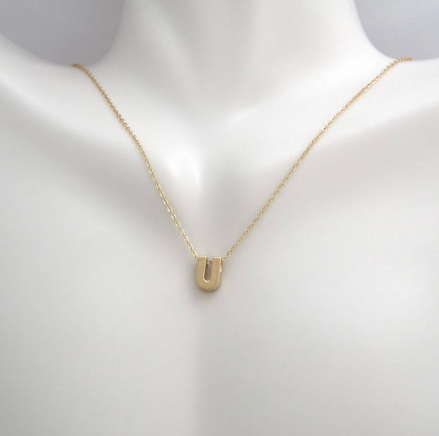 Yellow Gold Initial Necklace