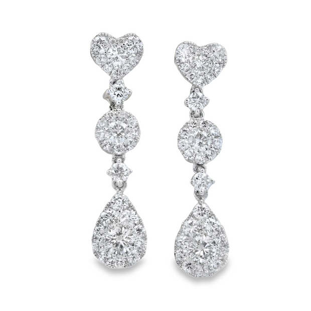 White Gold Diamond Fashion Dangle Earrings