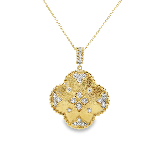 Yellow Gold Diamond Clover Pendant