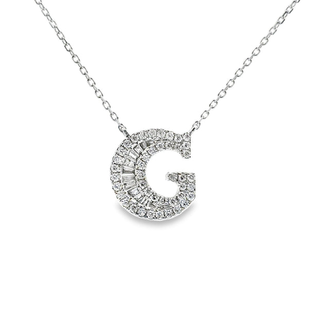 White Gold Diamond Initial Necklace