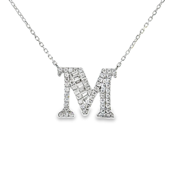 White Gold Diamond Initial Necklace