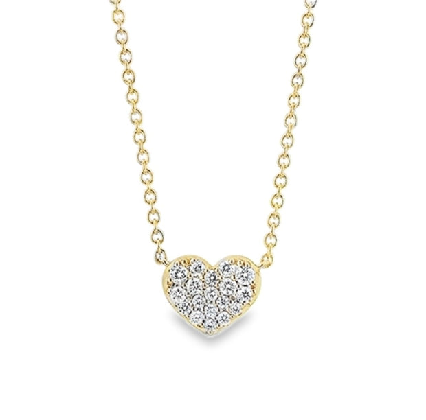 Yellow Gold Pave Diamond Heart Necklace