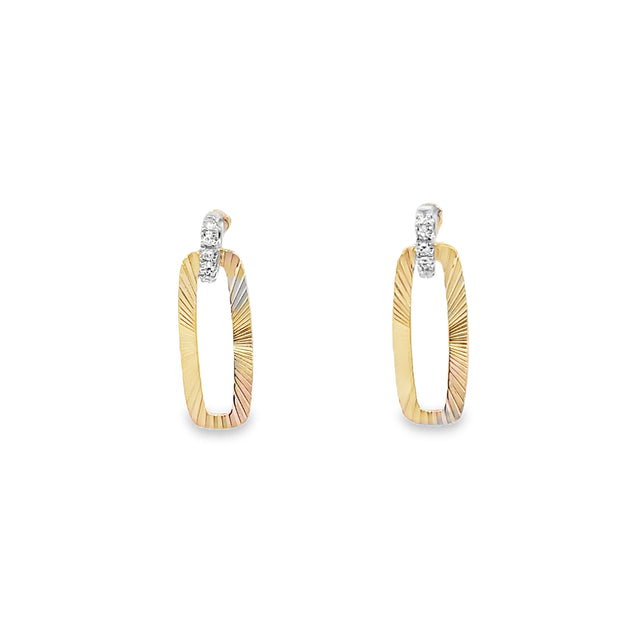 Shy Creation Yellow Gold Diamond Dangle Earrings