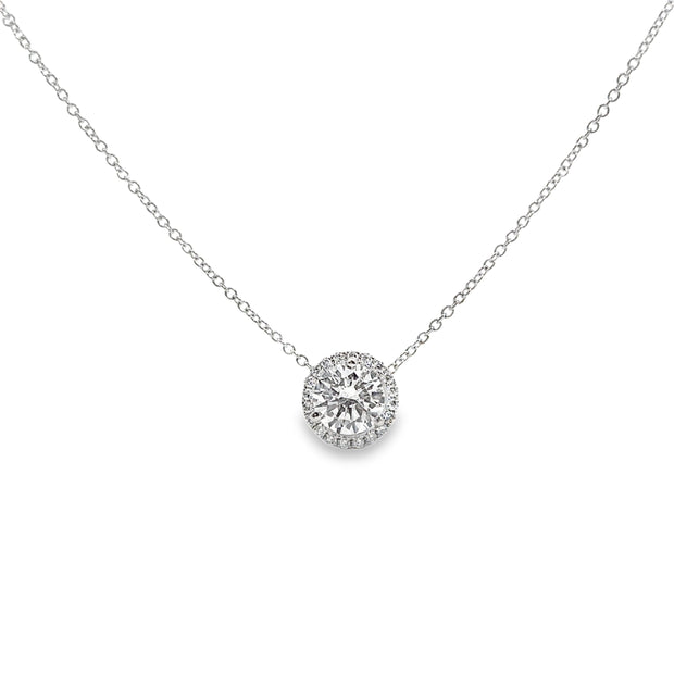 Lab Grown White Gold Diamond Halo Necklace