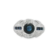 White Gold Sapphire and Diamond Ring