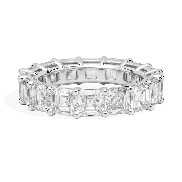 Lab Grown Platinum Asscher Cut Diamond Eternity Band