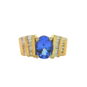 Yellow Gold Tanzanite and Diamond Ring