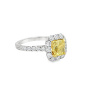 White/Yellow Gold Fancy Yellow Diamond Halo Ring