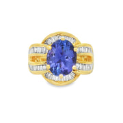 Yellow Gold Tanzanite and Diamond Fashion Ring