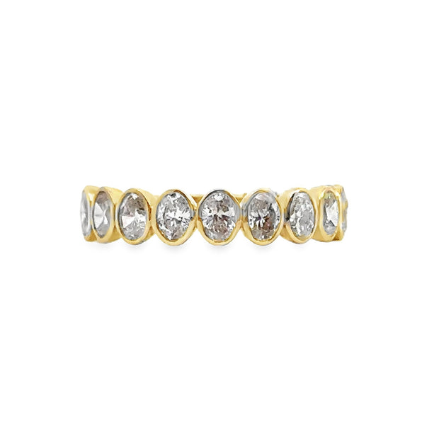 Yellow Gold Bezel Set Oval Shape Diamond Eternity Band