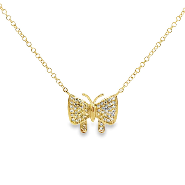 Yellow Gold Diamond Butterfly Necklace