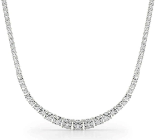 White Gold 18" Graduated Diamond Riviera Necklace