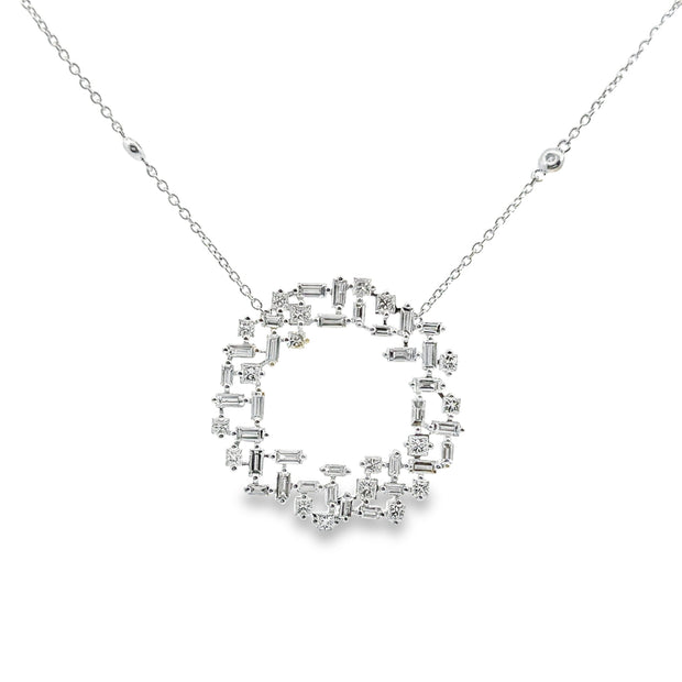 White Gold Diamond Circle Fashion Necklace