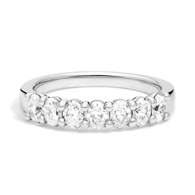 Lab Grown Platinum Seven Stone Oval Shape Diamond Band