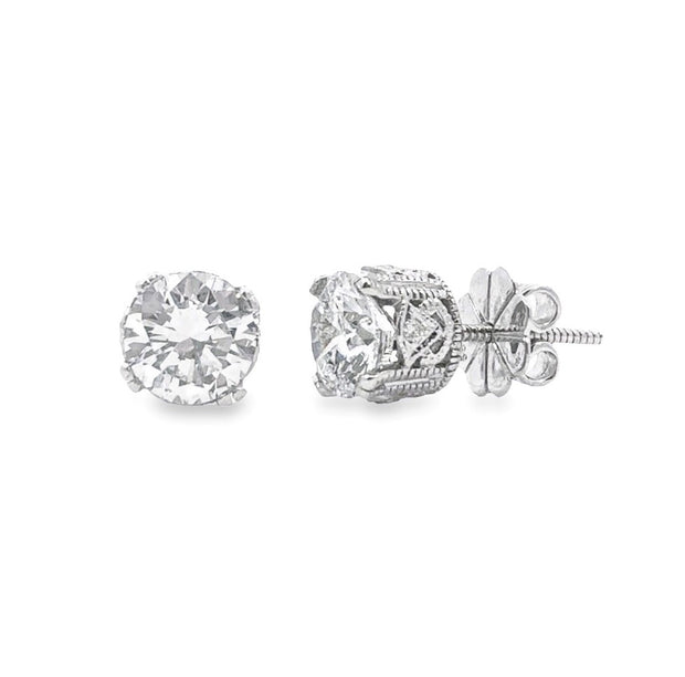 Lab Grown 2.43 Cttw. Platinum Diamond Solitaire Earrings