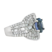 White Gold Tanzanite and Diamond Halo Fashion Ring