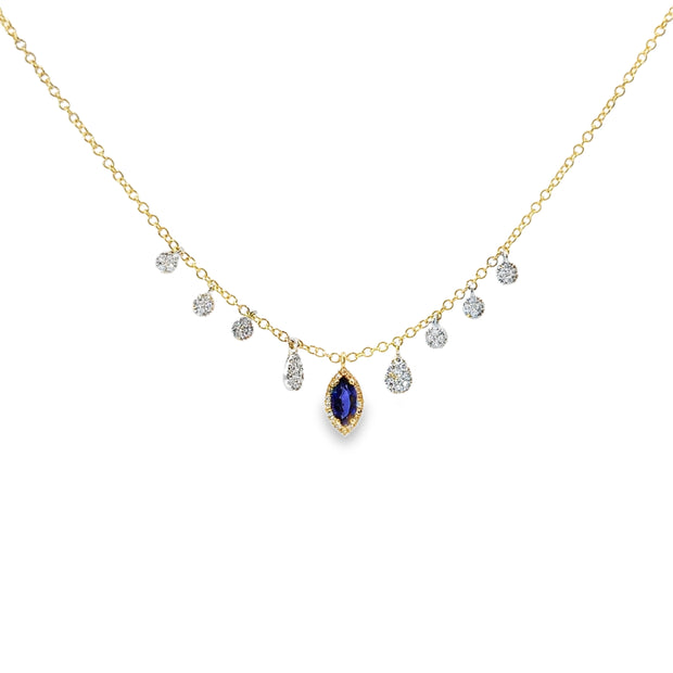 Meria T Sapphire and Diamond Halo Fashion Necklace