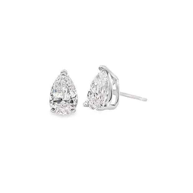 Lab Grown 1.36 Cttw. 14K White Gold Diamond Solitaire Earrings