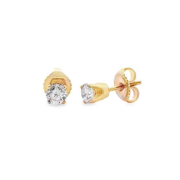 0.43 Cttw. Yellow Gold Diamond Solitaire Earrings