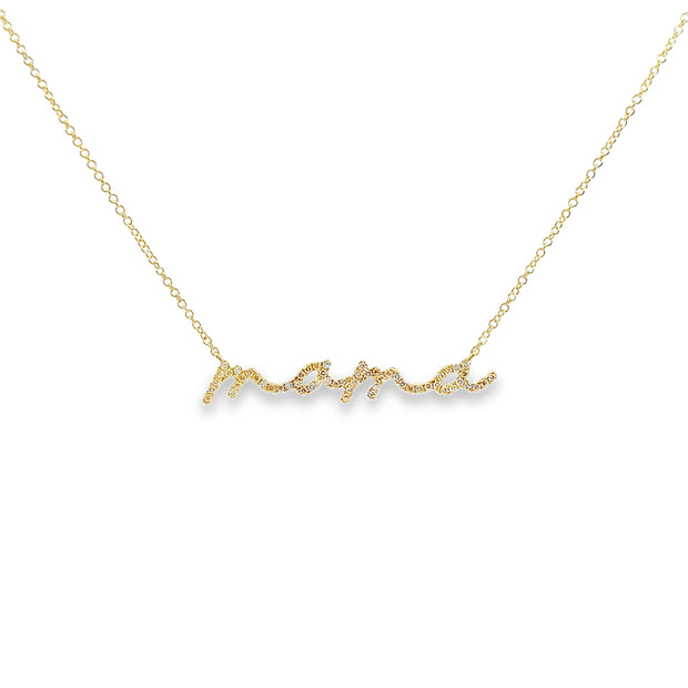 Yellow Gold Diamond "Mama" Necklace