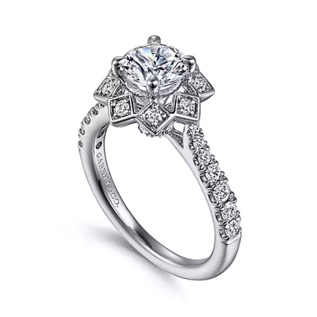 GABRIEL & CO "Art Deco" Engagement Ring