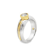 Platinum and 18K Yellow Gold Solitaire Diamond RIng