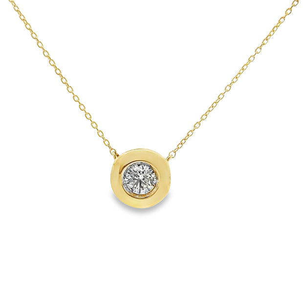 Yellow Gold Diamond Solitaire Necklace