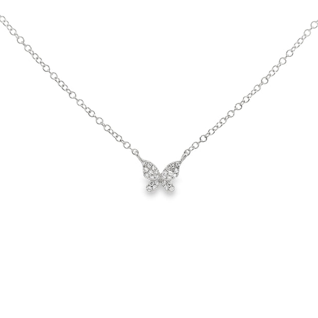 White Gold Diamond Butterfly Necklace