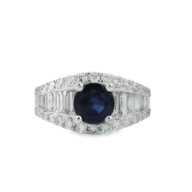 White Gold Sapphire & Diamond Ring