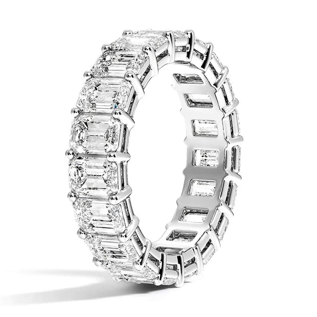 Lab Grown White Gold Emerald Cut Diamond Eternity Band